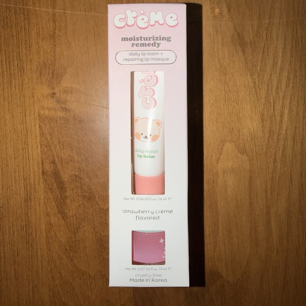 NEW The Creme Shop Moisturizing Remedy Lip Balm Lip Mask Set Strawberry